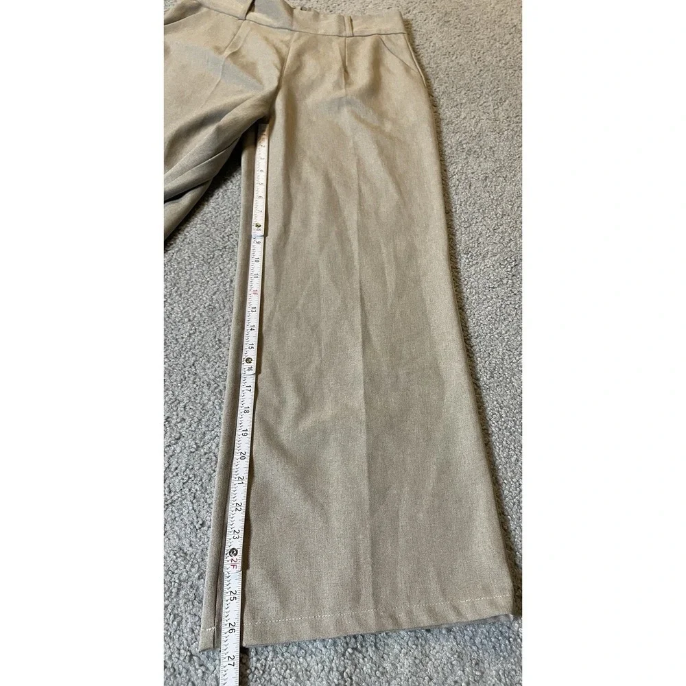Wide Leg Dress Pants Sz M Beige Ultra High Rise Career Party Classic - Picture 6 of 10